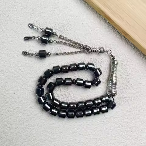 33 8mm black gallstones, medium cylinder, Muslim rosary beads, Hui, Middle East, Arab worship, Hajj 