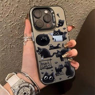 Cartoon Niche Cute Black Cat Pattern Phone Case Compatible for IPhone 11 12 13 Pro Max 14 15 7 8 Plus SE 2020 XR X/XS Max Silicone Case Anti Drop Metal Button