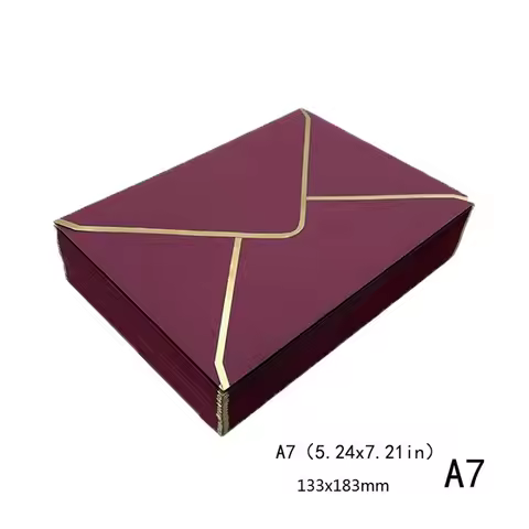 20pcs A7 Envelope with Gold Border Wine Red Envelopes for 5x7 Card Envelopes for Office Wedding Card