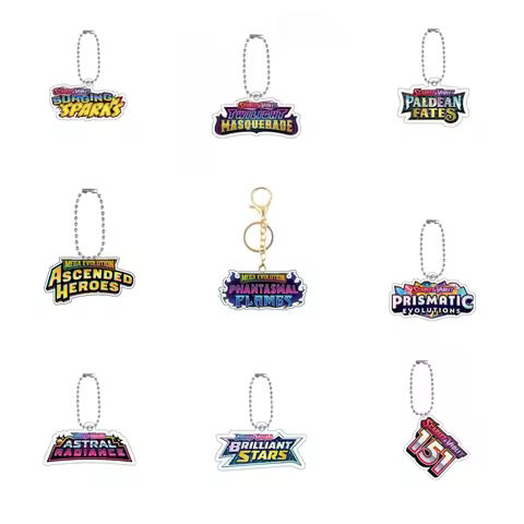 Pokemon Keychain English Full Series Mega Evolutions Heroes Sv10 Sv11 Sv9 151 Pokémon Logo Anime Acr