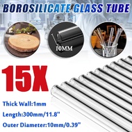 15Pcs 300mm x 10mm x 1mm Borosilicate Glass Blowing Tube Lab Pyrex Test Blow∝