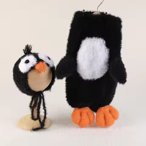 New Knitted Newborn Classics Penguin Style Outfit Baby Stretch Mohair Romper Photo Props Crochet Clo