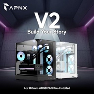 # APNX V2 Glass Chamber ATX PC Case with 4 ARGB Fans Included # [ Black / White ]