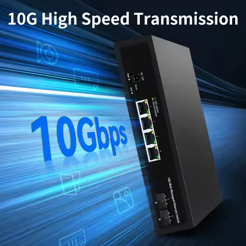 HORACO 10Gb Web Managed Switch 4 Port 10000Mbps Managed Ethernet Network Switch 2 Port 10G SFP+ Home