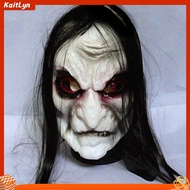 Halloween Scary Zombie with Black Hair Ghost Mask Breathable Haunted House Prop