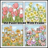 🇲🇾DIY Digital Oil Paint Animal Flower 20x20cm Canvas Painting By Number With Frame Children's gifts 儿童卡通动物郁金香数字油画