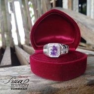 cincin lelaki permata ungu silver 925, cincin perak 925 lelaki batu purple , silver 925 men ring pur