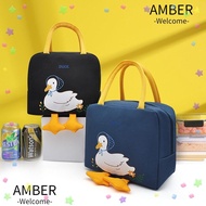 AMBER Canvas Handbag, Cartoon Yellow Duck  Cloth Lunch Bags, Portable Large-capacity Small Tote Bag Women