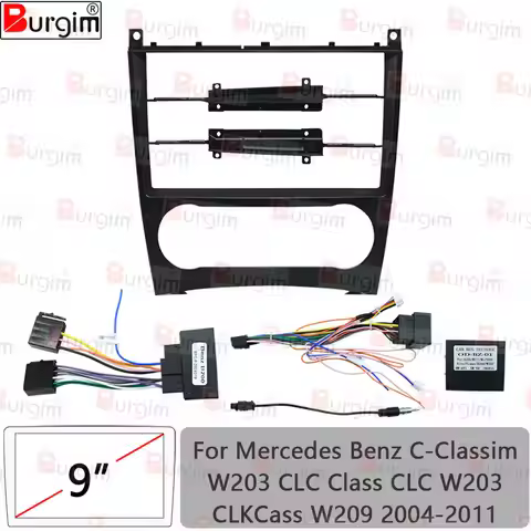 Car Radio Frame For Mercedes Benz C-Class W203 CLC Class W203 CLK Class W209 9 inch Stereo Panel Har