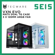 TECWARE VXN EVO TG ARGB Compact Dual Chamber MATX Casing ( BLACK / WHITE ) 3 x 120mm ARGB Fan Case Chassis