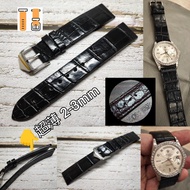 16/18/19/20mm 真鱷魚錶帶 *超薄簡約型*  (面大竹節 x 底圓紋) 適用 : Rolex Omega IWC Tudor Seiko 錶帶 使用