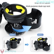 ANEMONE Stroller Cup Holder Universal Bike 3-in-1 360° Rotating Adjustable Clamp Dual Feeding Bottle