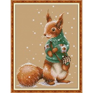 Joy Sunday Stamped Cross Stitch Ktis Winter Cute Animals DMC Threads Chinese Cross Stitch Set DIY Needlework Embroidery Kit