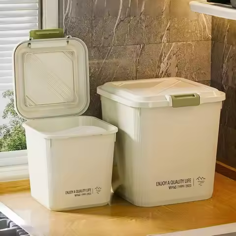 5-25KG Rice Container Rice Storage Box Sealed Cereal Dispenser with Buckle Insect Proof Grain Pet Fo