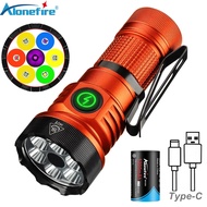 Alonefire X78 7xLED High Bright White/Red/Green/Blue/365nm UV Light Mini Flashlight USB Rechargeable