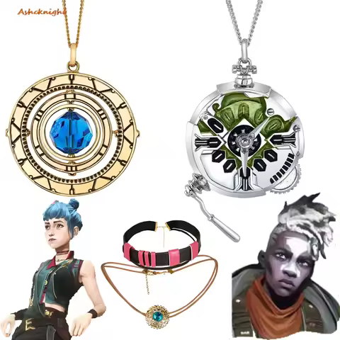 Cosplay Arcane Ekko Stopwatch Jinx Necklace Pendant Chain Game TV Roleplay Costume Accessories Prop 