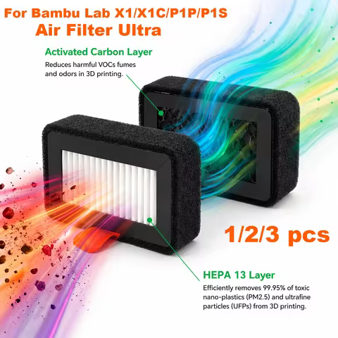 1/2/3pcs New HEPA 13+ Activated Carbon Air Filter Ultra For Bambu Lab X1/C/P1P/S Activated Carbon La