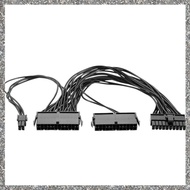 (PQAT) 12Inch Dual PSU Power Supply 24 Pin 18AWG Extension Cable, for ATX Motherboard, 24 Pin to 24(