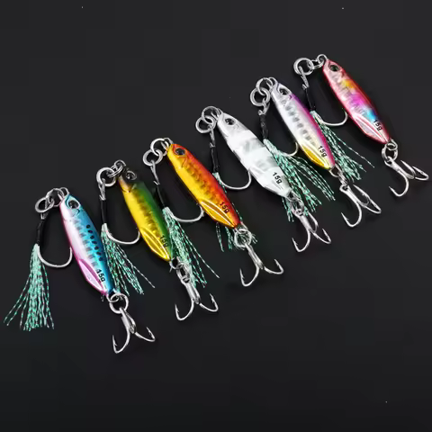 JIGGING PRO 15g 20g 30g 40g Micro Metal Jig With Assist Hook Luminous Long Cast Shore Jigging Saltwa