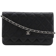 【日本直送】香奈兒 CHANEL Classic 鏈條皮夾 Matelassé 長夾 肩背包 A33814 魚子醬皮革 黑色 女仕【二手】