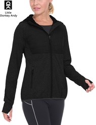 LittleDonkeyAndy Women S Lightweight Thermal Running Jacket Hooded Sports Track Jacket Quick Dry Wit