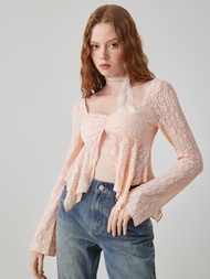 Cider Sweetheart Lace Bell Sleeve Blouse