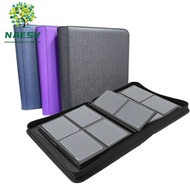 NAESV Toploader Album, Double Sided Pockets PU Toploader Binder, Practical 4 Pocket Dustproof Waterp
