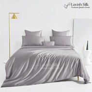 Trọn Bộ Chăn Ga Gối Lụa Mát Lạnh Cao Cấp Lavish Silk – Màu Xám Ghi