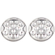 2pcs Practical Restaurant Escargot Plate Barbecue Escargot Stainless Steel Dish Daily Necessities