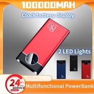 100000mAh Powerbank Clock Digital Display Large Capacity Metal Frosted Power Bank Dual LED Light Ori