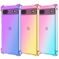 For Google Pixel 7 Pro Pixel 4A 5A 5G Gradient Half Transparent Phone Case Ultra Rainbow Airbag Shockproof Cover Funda Pixel 6 Pro 6A