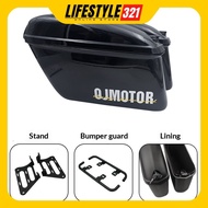 QJMOTOR SRV250 AMT Side Box with Bracket SRV250 Glossy Black ABS Box Carbon Steel Bracket