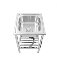 Global House CROWN อ่างล้างจานพร้อมขาตั้ง 1 หลุมไม่มีที่พัก 50x50x21 ซม. SS1-5050 (1/2) รับประกันของ