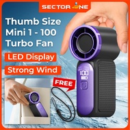 🆕【100 Speed】Portable USB Mini Fan Rechargeable Handheld Fan Turbo Cooling Fan with LED Display Kipas