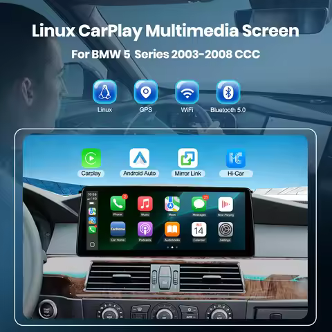 12.6 Inch Ultra Wide Linux Screen Upgrade for BMW E60 5 Series 2003-2008 CCC, Plug and Play, Wireles