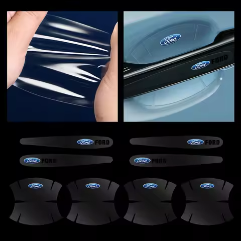 4/8Pcs Car Door Handle Protection Film Door Bowl Stickers For Ford Focus mk2 mk3 mk4 mk7 Mustang Fie