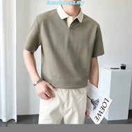 【Ready Stock】Men's T shirt Short Sleeve Korean style Slim Fit collar t shirt men casual polo shirt b