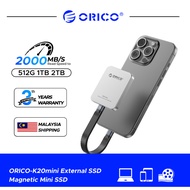 ORICO Mini Magnetic External SSD 2000MB/s 512GB/1TB/2TB - Type-C Portable SSD for Phone Laptop Malay