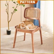 PATTERN Nordic Solid Wood Rattan Chair with Cushion | Home Balcony Leisure Dining Chair
