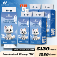 D Comfort 5120 lembaran1280 cabutan Facia Tisu Ceria Baby Soft Pack 4-ply Tissue Paper 175*157mm Th