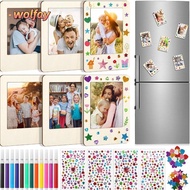 YOLANDA DIY Wooden Picture Frames, With Stickers Wooden Material Unfinished Wooden Craft Frames, Cre