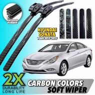2Pcs Hyundai Sonata YF Front Wiper (Year 2010~2014) Car Soft Carbon Color Cover Wiper Blade Kereta