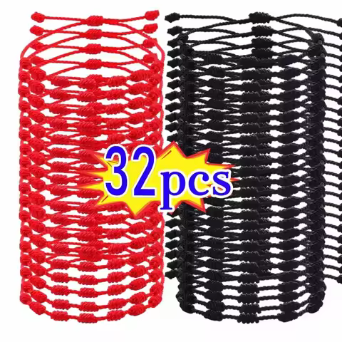 Handmade 7 Knots Red String Bracelet for Women Protection Good Luck Amulet Friendship Braid Rope Wri
