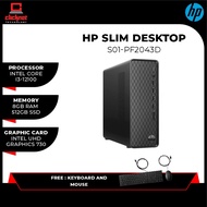 HP SLIM S01-PF2043D DESKTOP PC (I3-12100, 8GB, 512GB SSD, WIRED KB+MOUSE, BLACK-W11, H&S, 3YRS)