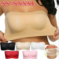 Xl Xs Xxxxl Women'S Basic Elastic Layer Strapless Seamless Solid Color Three-Point Tube Top Bra Tube Top Underwear Soft Anti-Exposure High Elastic Mesh Wrapped Invisible Bra
