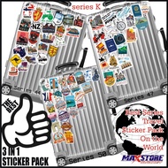 3in1 suitcase sticker set contains 3 packs / series K / country sticker pack / country suitcase stic