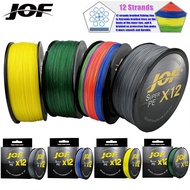 Tali Pancing Braided Fishing Line JOF X12 Super Smooth 100M 300M 500M 12 Strand Japan Multifilament 