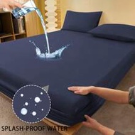 1pc Splash Proof Water Plain Navy Blue Fitted Sheet, Dustproof Dirtyproof Mattress Protector, Mattre