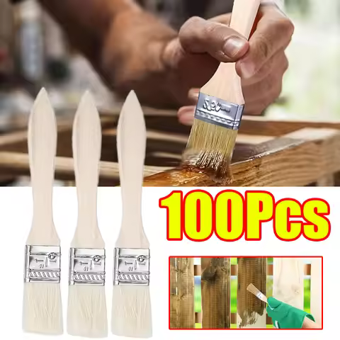 1-100Pcs Wood Handle Paint Brushes BBQ Brush for Drawing Staining Basting Dyeing Applying Glues Prim