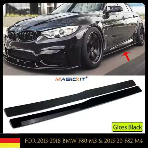 MagicKit Gloss Black PSM Style Side Skirt Extension For BMW F82 F83 M4 F80 M3 15-19 18